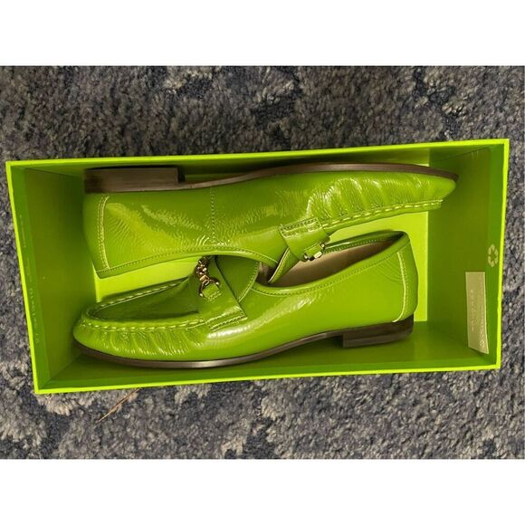 Sam Edelman Lucca Green Lea Slip On Heel Loafers Women's Size 6.5 New - Picture 3 of 9